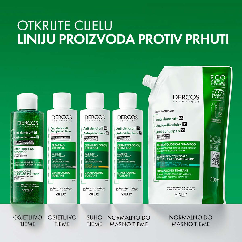 Vichy DERCOS šampon protiv prhuti za suho vlasište  + eko punjenje za suho vlasište