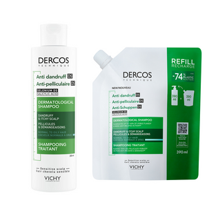 Vichy DERCOS šampon protiv prhuti za masno vlasište  + eko punjenje za masno vlasište