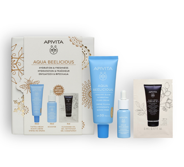 Apivita set 2025 Aqua Beelicious hidratantna obojena krema SPF30 + serum