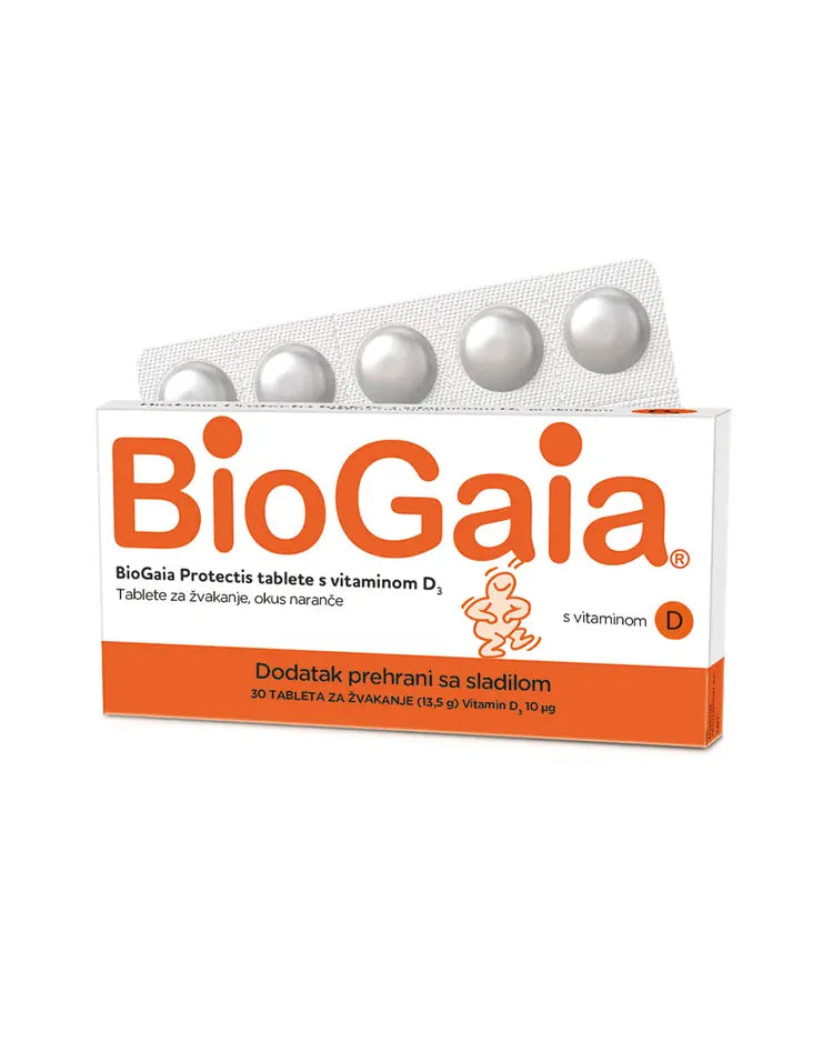 Biogaia tablete za žvakanje jagoda 30 komada, dodatak prehrani