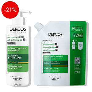 Vichy Dercos šampon protiv prhuti za suho vlasište + eko dopuna