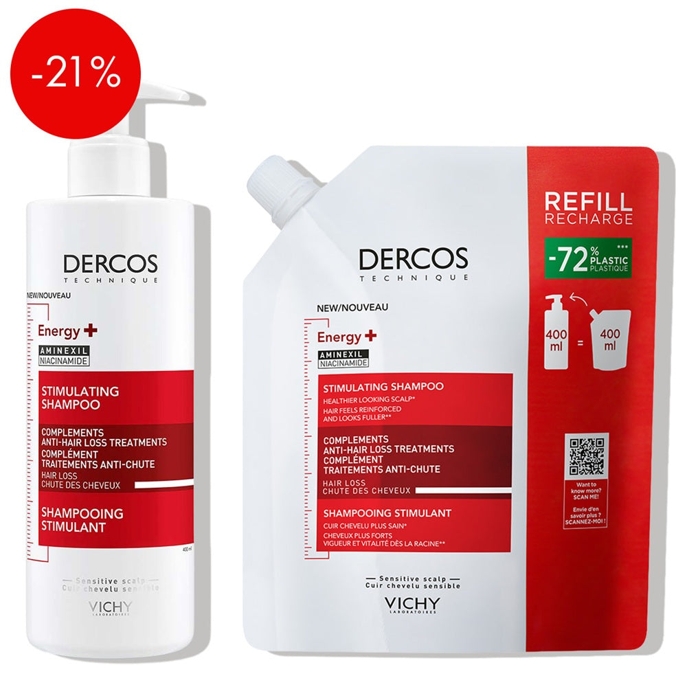 Vichy Dercos Energy+ stimulirajući šampon protiv opadanja kose + eko dopuna