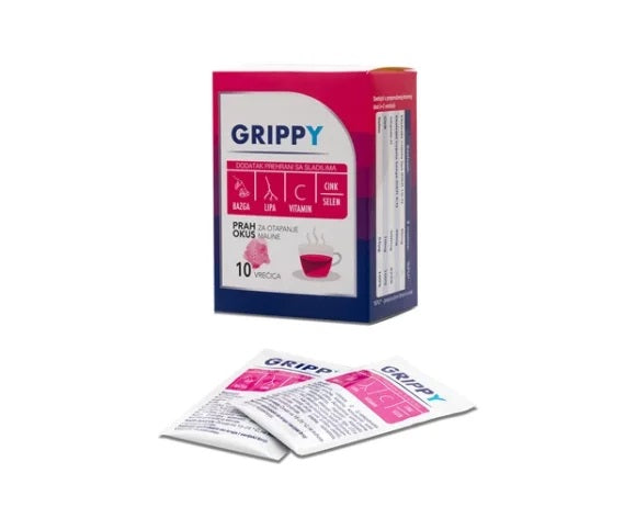 Grippy prah okus maline 10 vrećica
