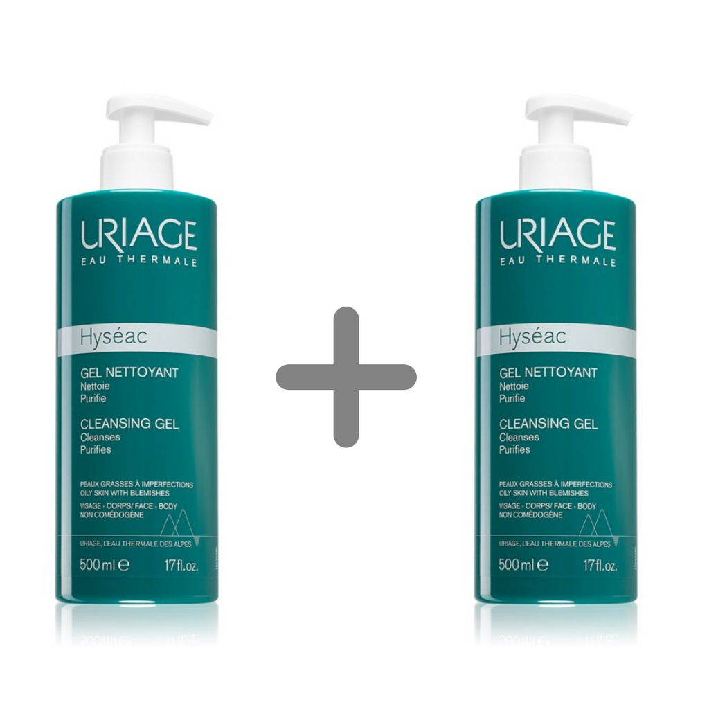 Uriage Hyseac cleansing gel 500 ml 1+1 GRATIS
