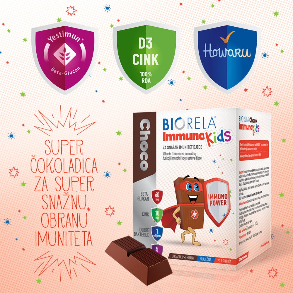 Biorela Choco Immuno Kids 20 komada, dodatak prehrani