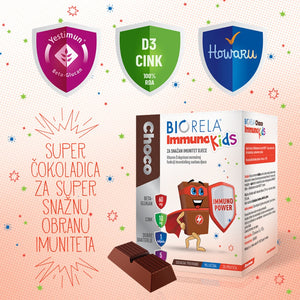 Biorela Choco Immuno Kids 20 komada, dodatak prehrani