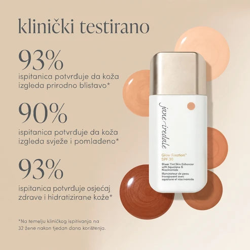 Jane Iredale Glow Fixation Sheer Tint SPF30 tonirani fluid nijansa 4- Medium to Medium Dark