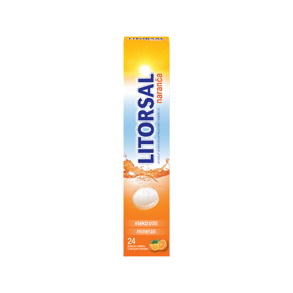 Litorsal šumeće tablete s okusom naranče 24 komada, dodatak prehrani