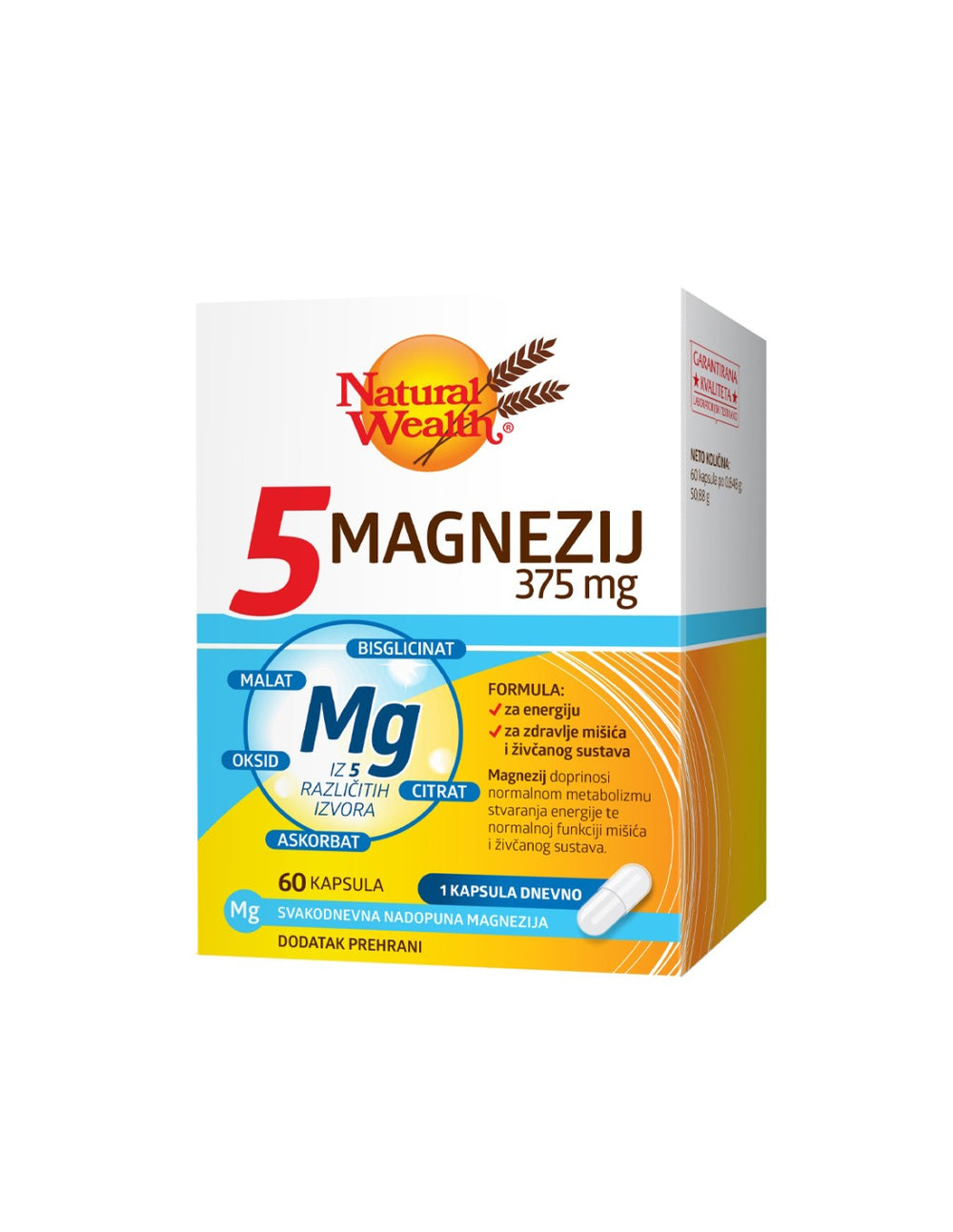 Natural Wealth 5 Magnezij 375 mg  60 kapsula