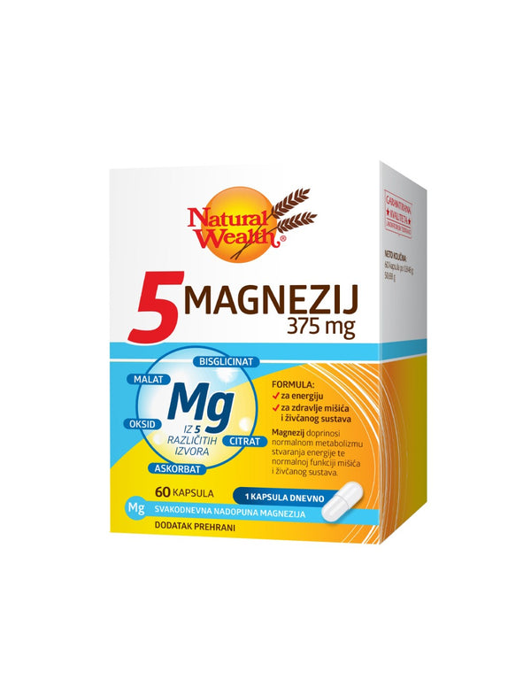 Natural Wealth 5 Magnezij 375 mg  60 kapsula