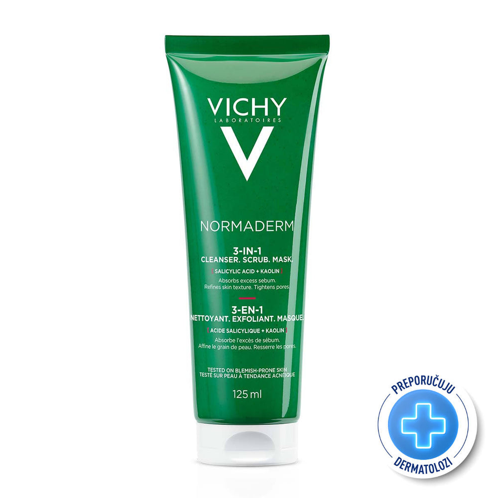Vichy Normaderm 3u1 Piling, maska i krema za čišćenje lica 125 ml (ROK:30.11.2025)