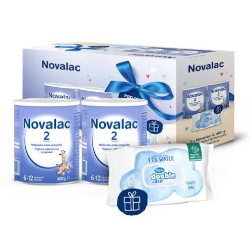 Novalac 2 Duopack (2 x 400g) + POKLON Violeta Watercare vlažne maramice