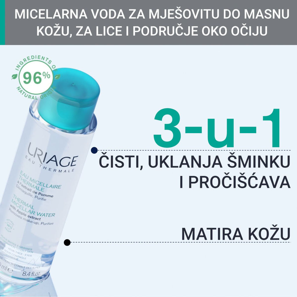 Uriage Termalna micelarna voda s ekstraktrom jabuke za mješovitu i masnu kožu 100 ml