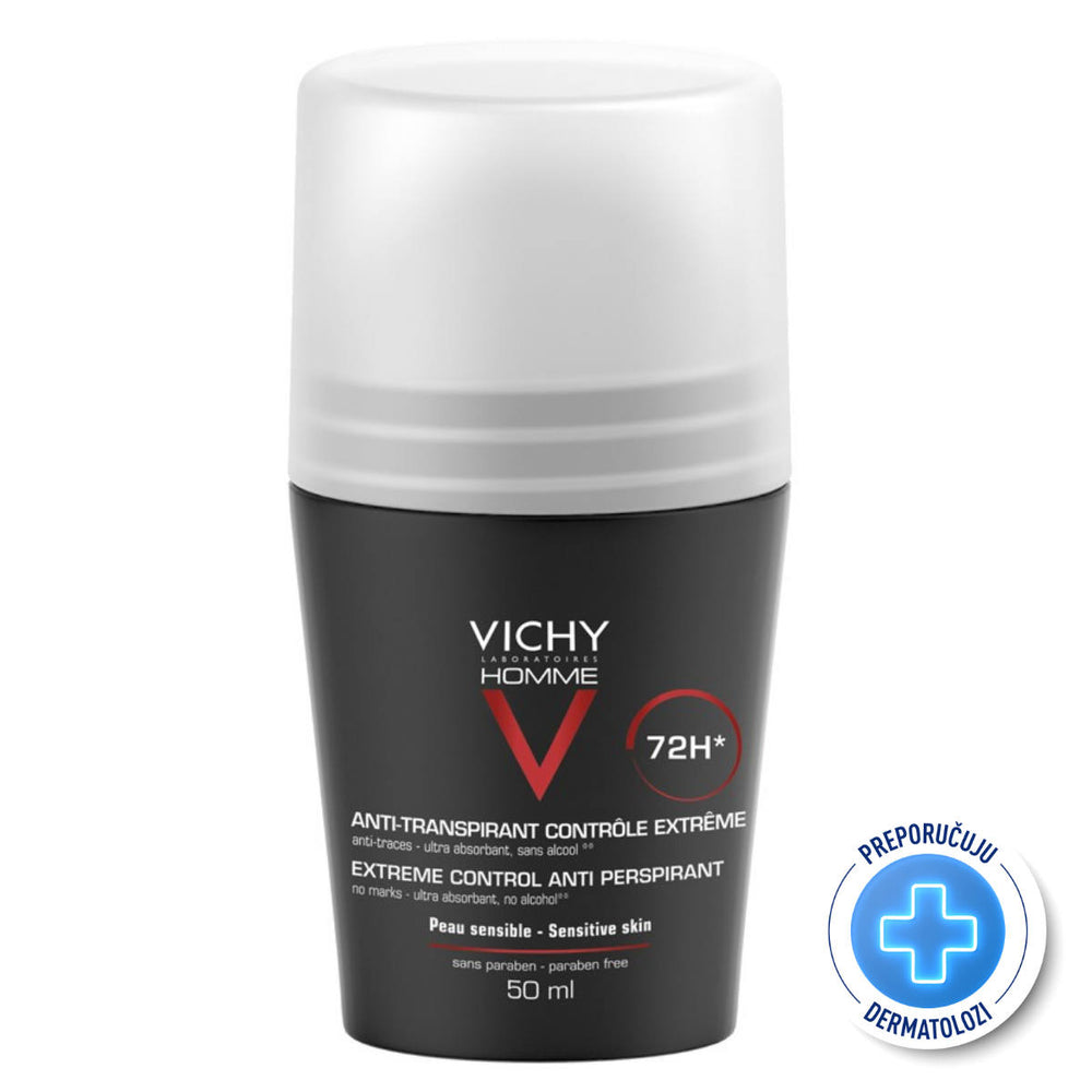 Vichy HOMME Antiperspirant deo roll-on za zaštitu od znojenja do 72h 50 ml
