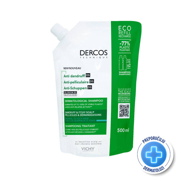 VICHY DERCOS AD Šampon PROTIV PRHUTI za normalnu ili masnu kosu ECO REFILL 500 ml