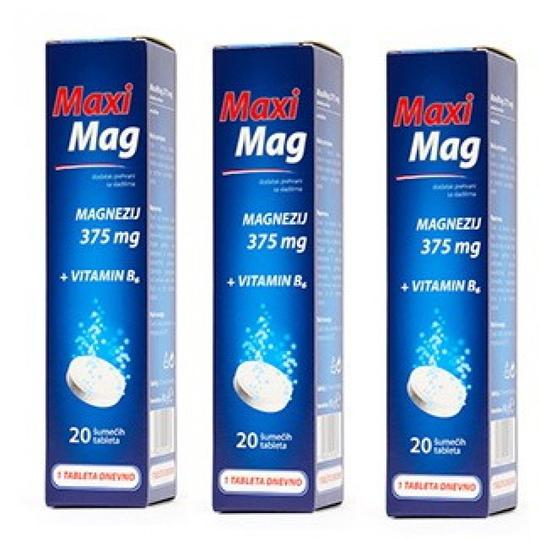 MaxiMag šumeće tablete 375 mg, 20 tableta 2+1 GRATIS