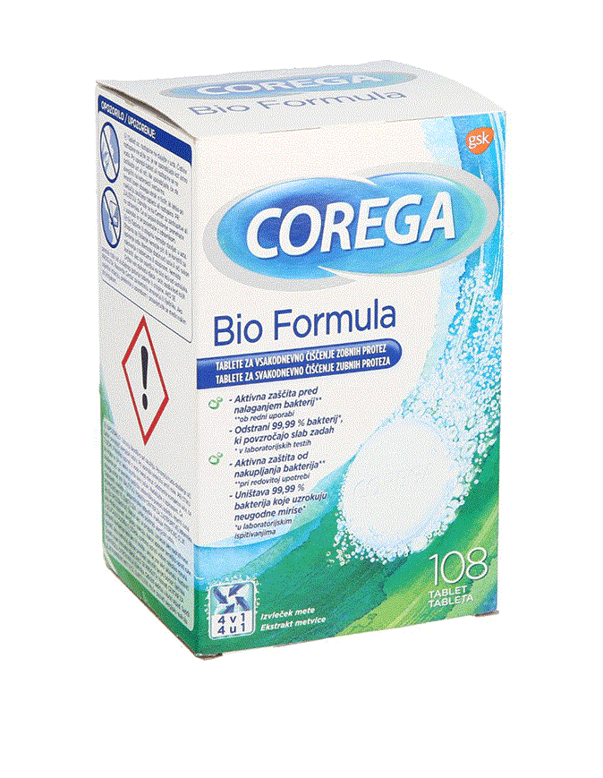 Corega Tablete Bio Formula za čišćenje zubnih proteza, 108 tableta
