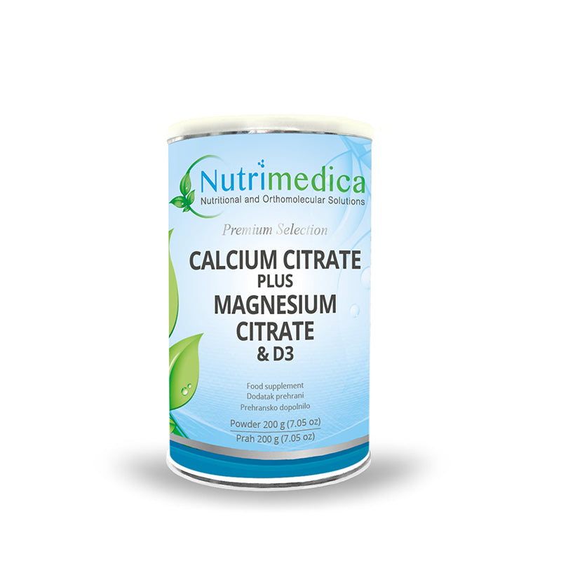 Nutrimedica Kalcij citrat s magnezij citratom i vitaminom D3 u prahu 200g