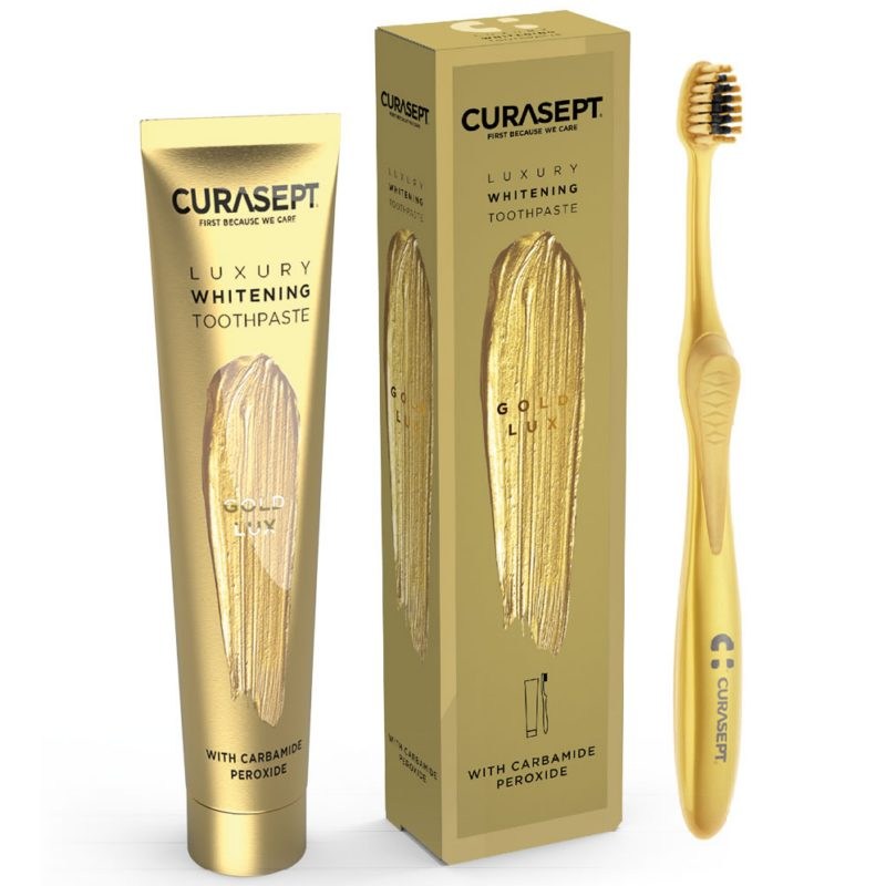 Curasept Gold Luxury zubna pasta za izbjeljivanje 75 ml + četkica