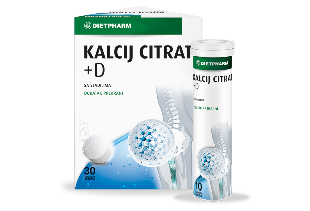 DIETPHARM Kalcij Citrat + D šumeće tablete, 30 komada