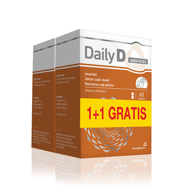 Hamapharm Daily D 4000 IU 60 kapsula 1+1 GRATIS