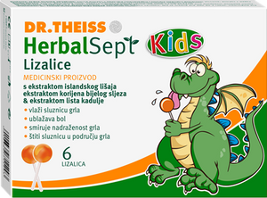 Dr. Theiss Herbalsept Kids grlo Lizalice, 6 komada

