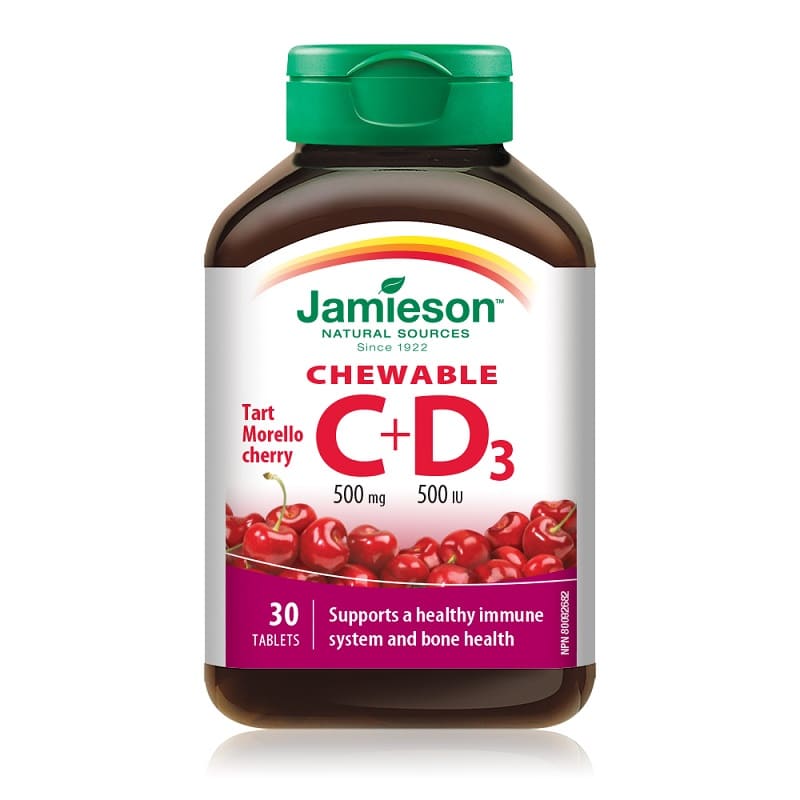Jamieson Vitamin C + D tablete za žvakanje, 30 tableta
