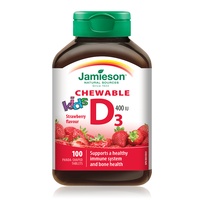 Jamieson Vitamin D3, tablete za žvakanje za djecu s okusom jagode 100 tableta