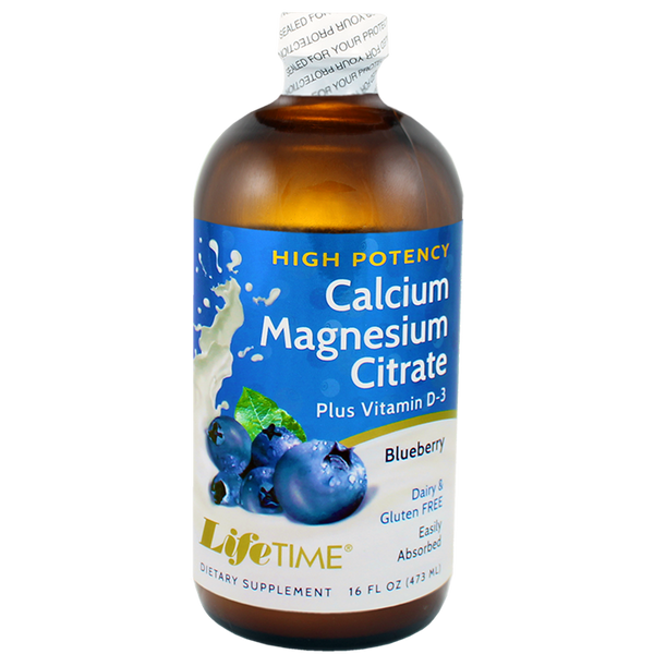 LIFETIME Kalcij Magnezij Citrat 473 ml okus borovnica