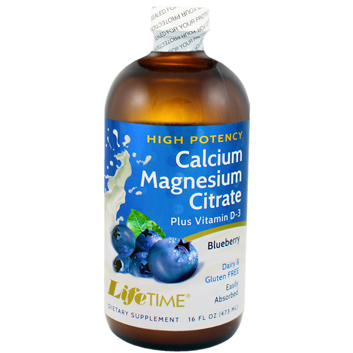 LIFETIME Kalcij Magnezij Citrat 473 ml okus borovnica