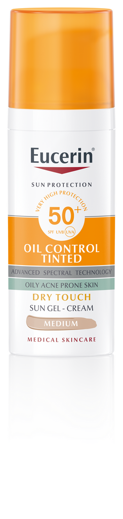 Eucerin Oil Control gel krema za zaštitu kože lica od sunca, srednje tamna nijansa SPF50+ 50 ml