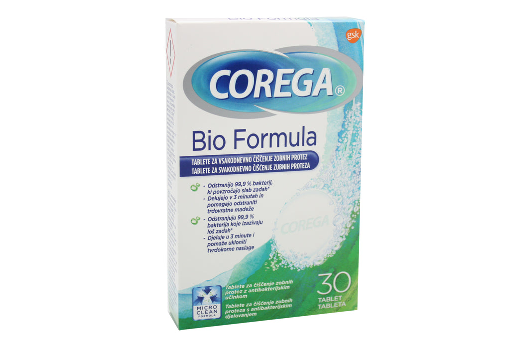 Corega Tablete Bio Formula za čišćenje zubnih proteza, 30 tableta