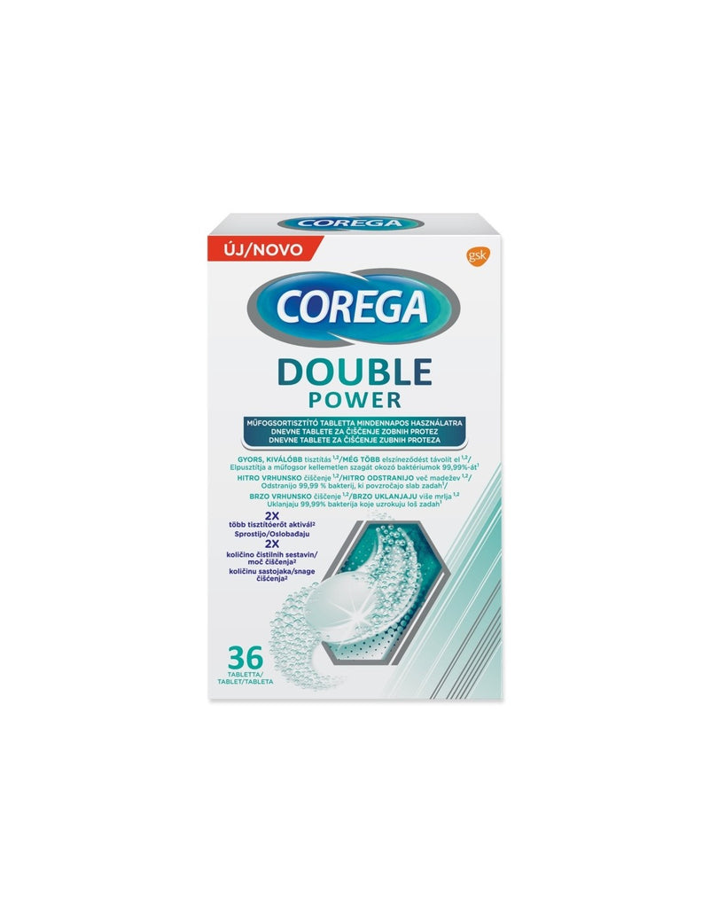 Corega Double Power tablete za čišćenje zubne proteze, 36 komada