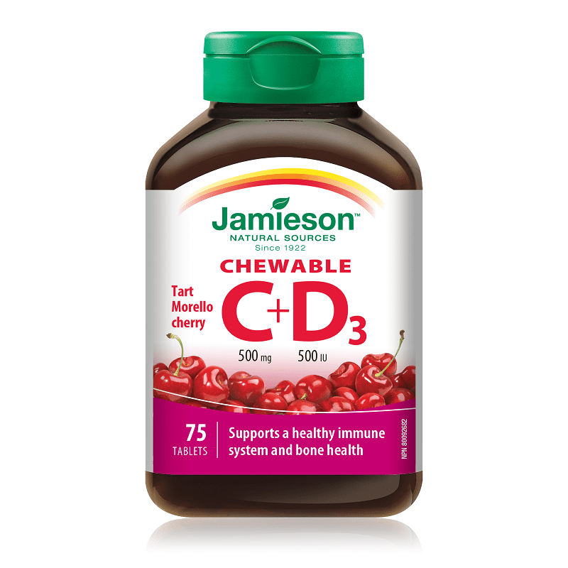 Jamieson Vitamin C + D tablete za žvakanje,  75 tableta