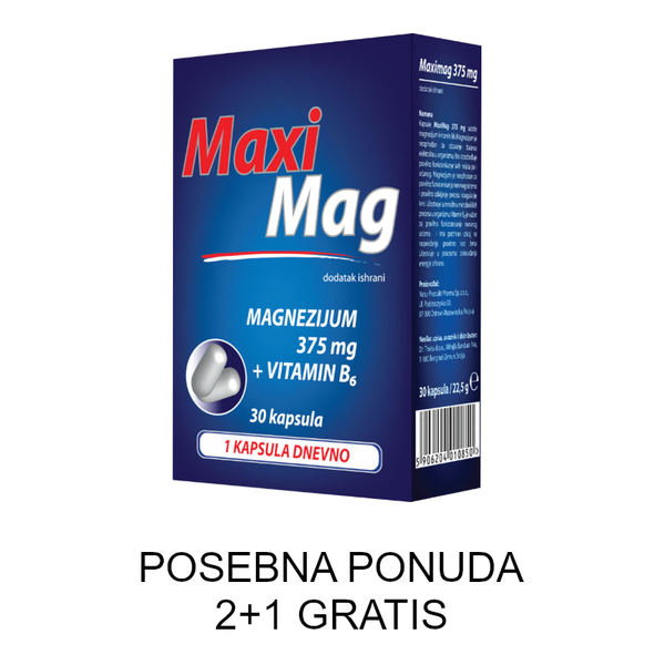 MaxiMag kapsule 375 mg, 30 kapsula 2+1 GRATIS