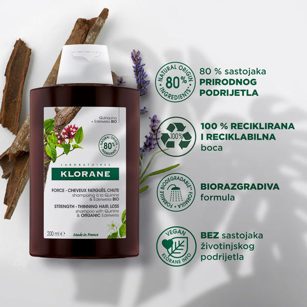 Klorane šampon s kininom i organskim runolistom 200 ml