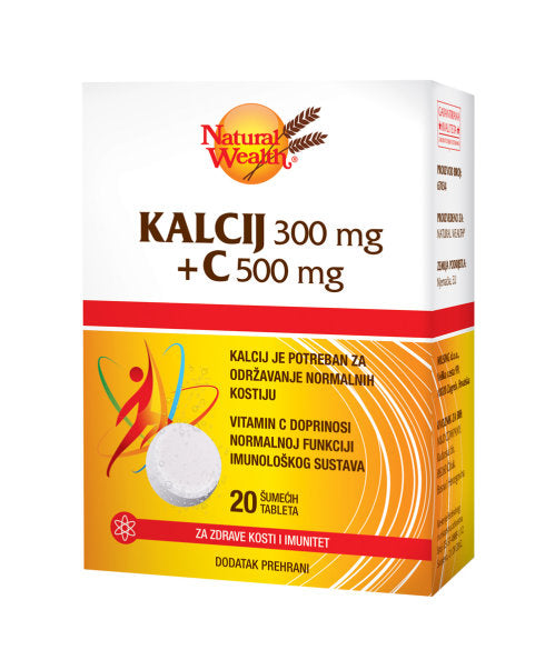 Natural Wealth Kalcij 300mg + C 500mg 20 šumećih tableta