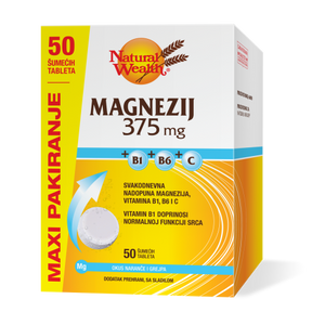 Natural Wealth Magnezij 375 mg +B1+B6+C Maxi pakiranje 50 šumećih tableta