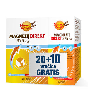 Natural Wealth Magnezij Direkt 375 mg +B+C 20+10 vrećica GRATIS