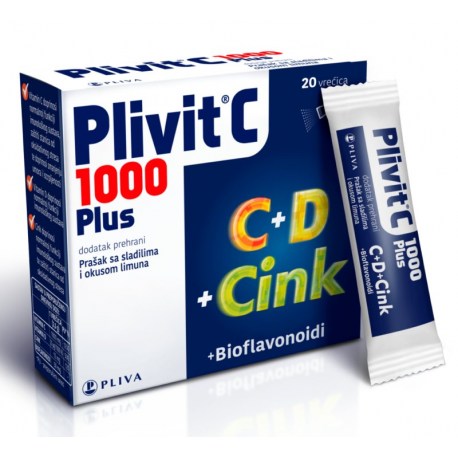 Plivit C 1000 PLUS vrećice, 20 vrećica